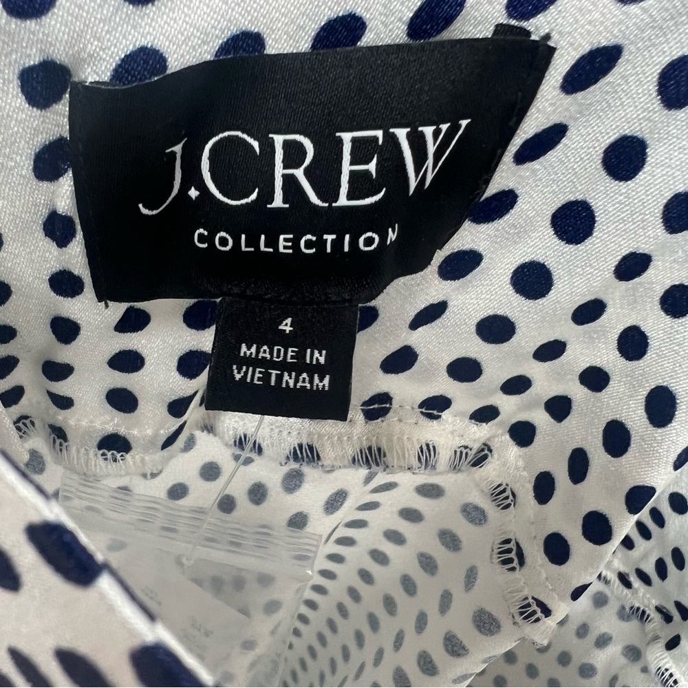 J. Crew Collection Full Length Luster Silky V-neck White Slip Dress Polka Dot‎ 4 - Picture 5 of 7